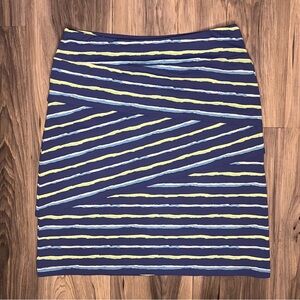 J. McLaughlin Navy and Lime Striped Pencil Skirt